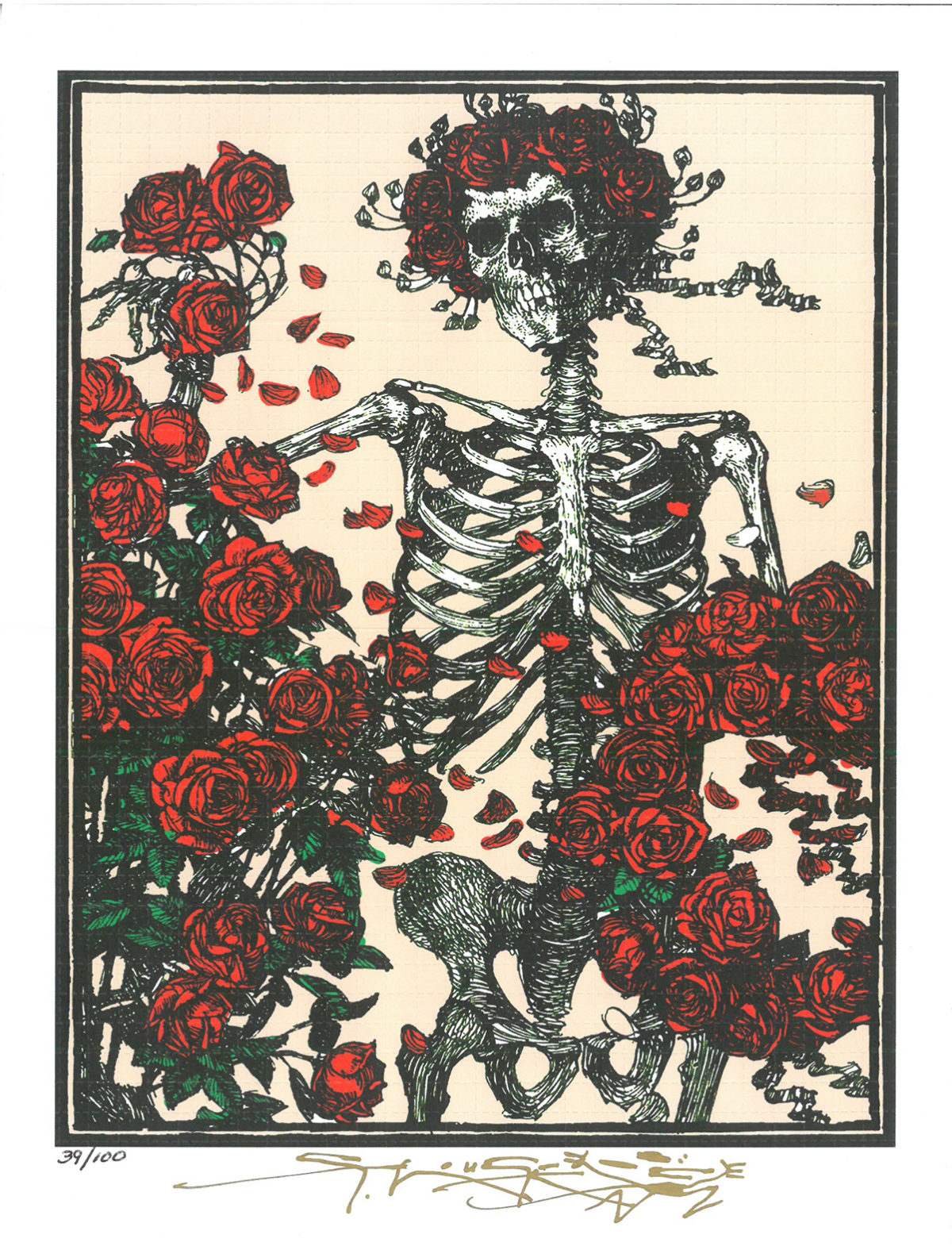 Bertha Cream Skeleton & Roses signed