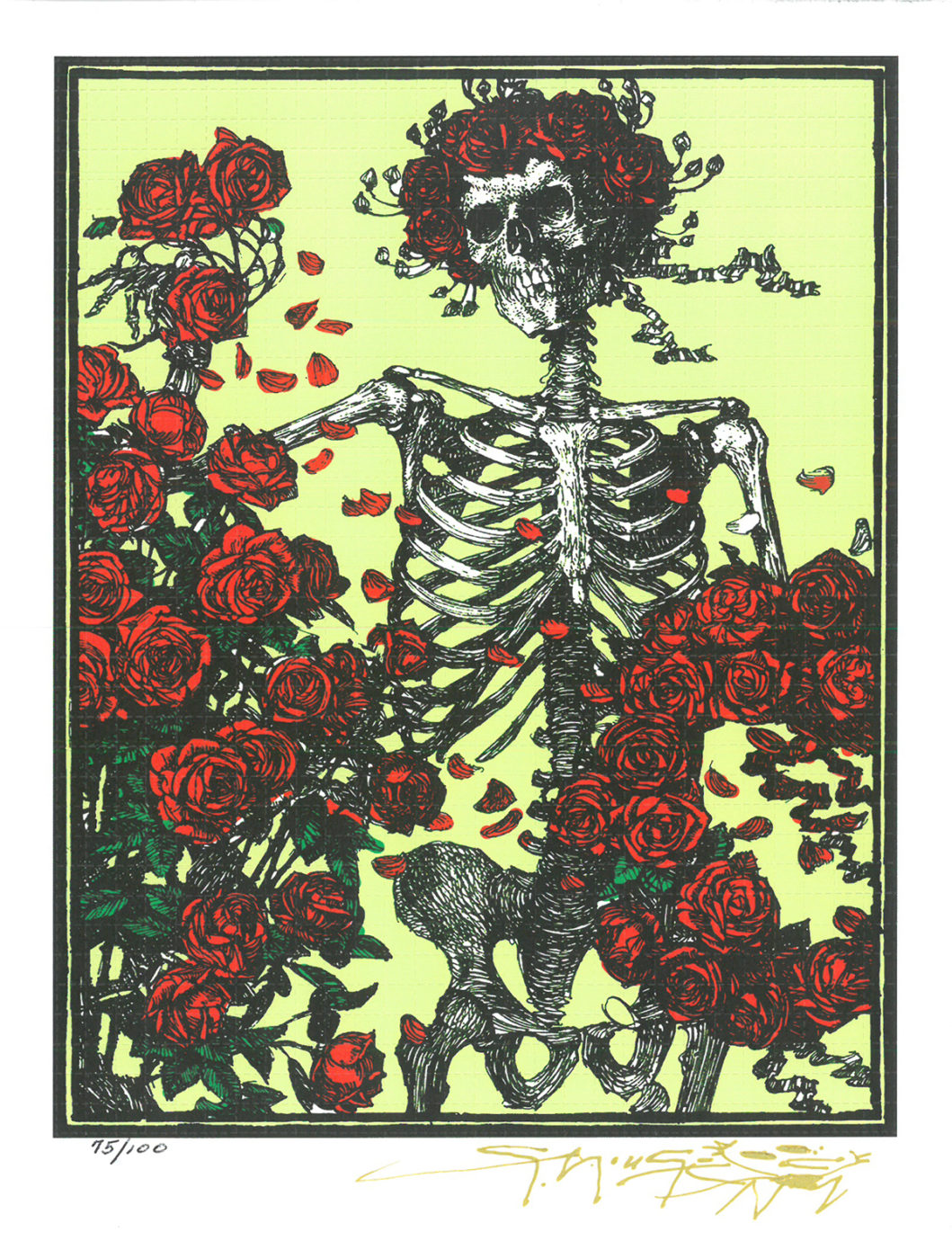 Bertha Green Skeleton & Roses signed